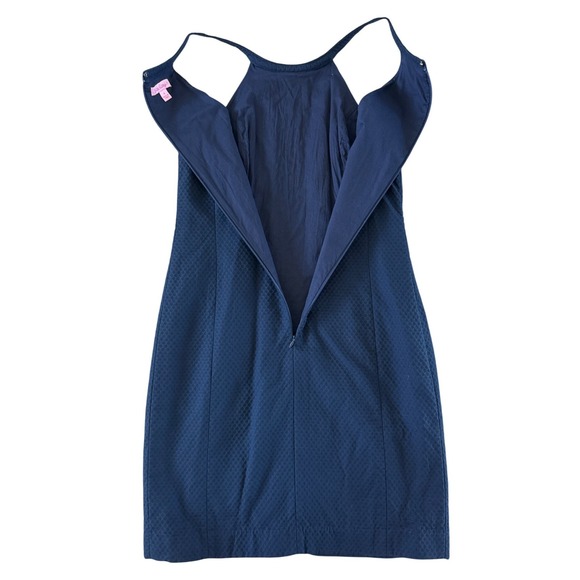 Lilly Pulitzer Sasha Shift Dress Halter Size 8 Navy Blue Metallic Gold Resort - Picture 15 of 15